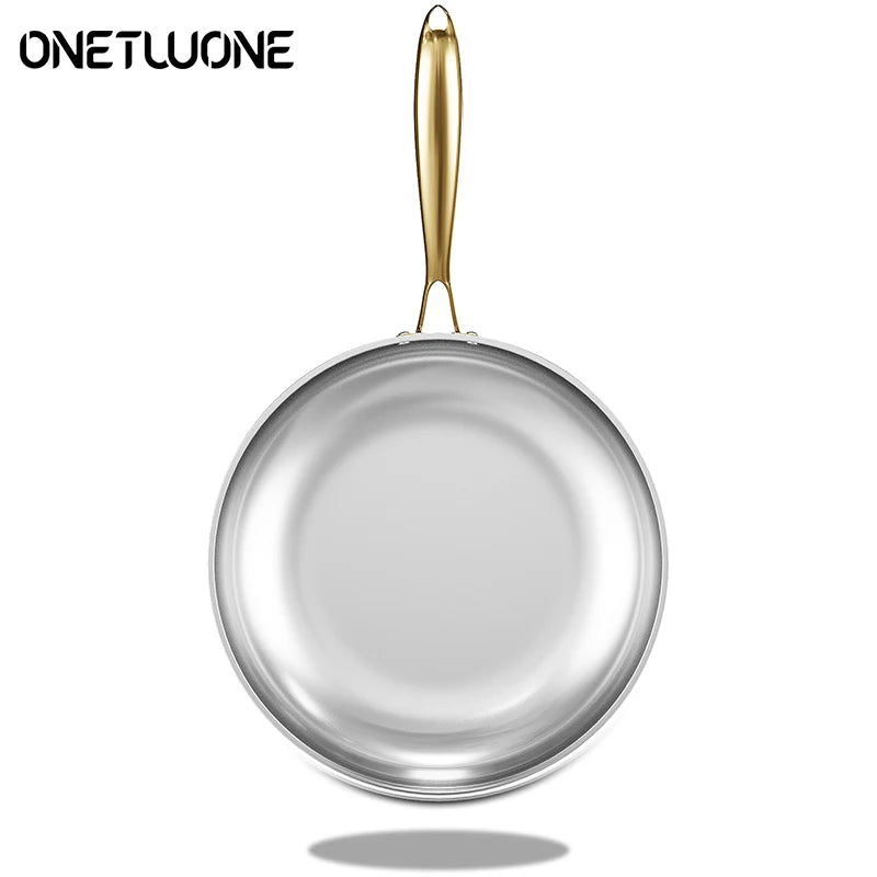 316 Stainless Steel Frying Pan Steak Pot Uncoated Kitchen Wok Non-stick Skillet Fried Steak For Gas Stove Induction Cooker