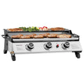 3-Burner Tabletop Propane Gas Grill Griddle with Warming Rack, 24-Inch Stainless Steel Portable Griddle, Ideal for, Customized