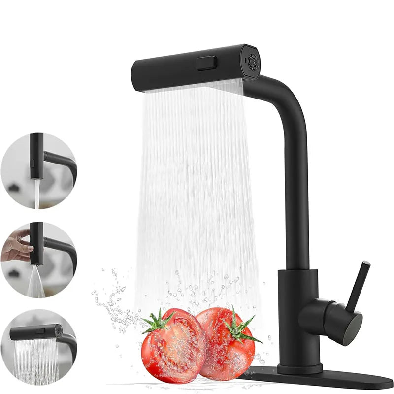 STARON Kitchen Faucets Gray Pull Out Rotation Waterfall Stream Sprayer Head Sink Mixer Brushed Nickle Water Tap Accessorie