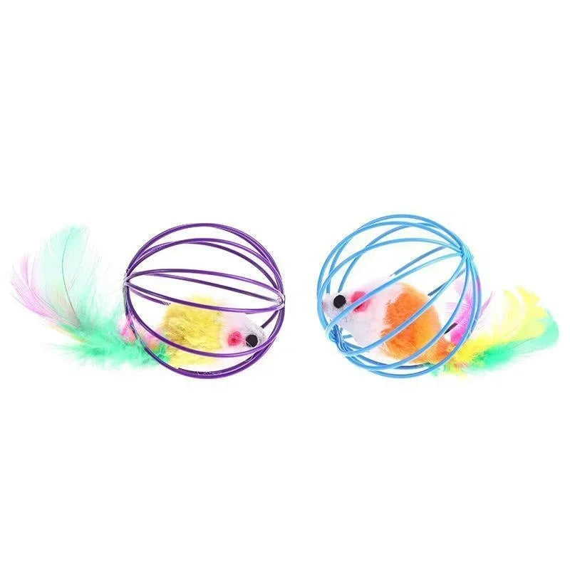 Cat Pet Toy - Random Color Mouse Ball Cage for Kittens - Pet Supplies and Accessories for Felines