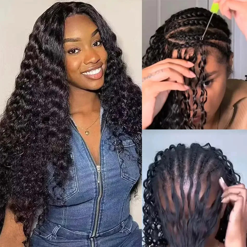 12A Deep Wave Knotless Pre-Separated Crochet Hair Extensions Water Wave Feather Crochet Human Hair Bundles Twist Braiding Hair