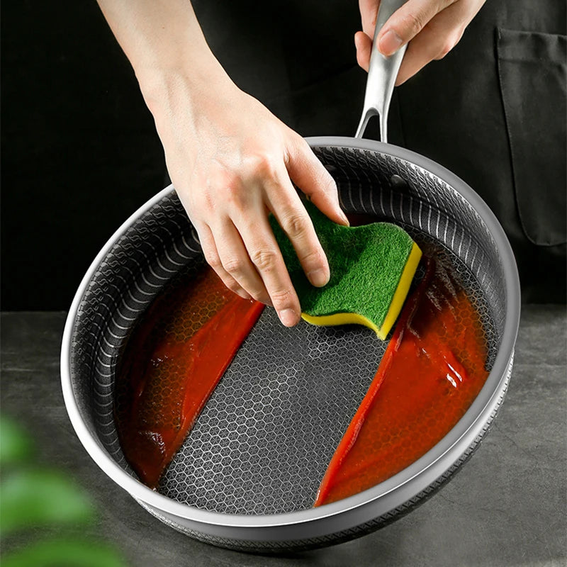 316 Stainless Steel Frying Pan High Quality Full Uniform Heating Honeycomb Pot Kitchen General Purpose Induction Non Stick Wok