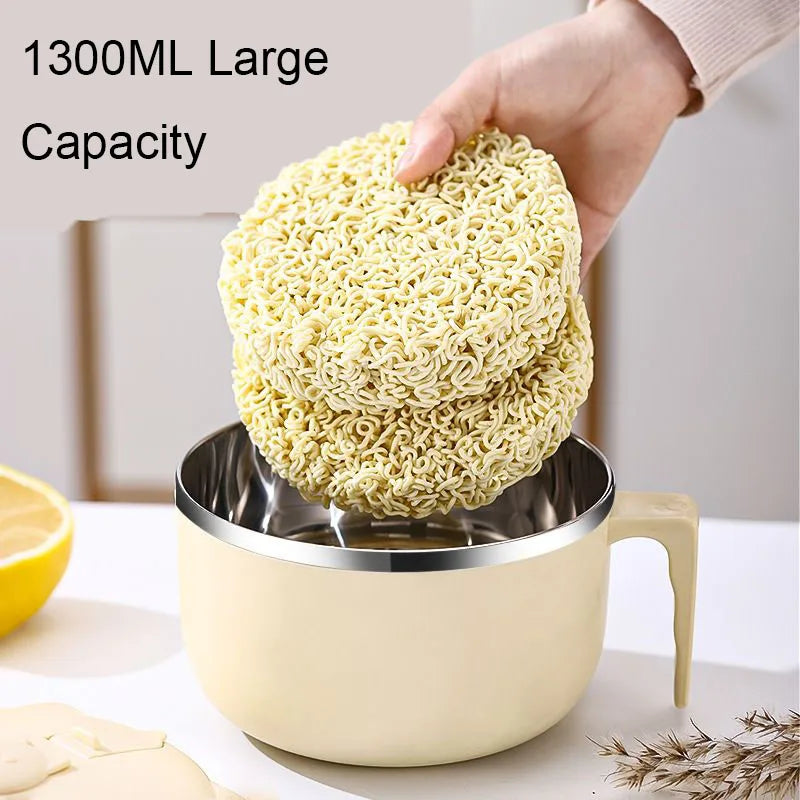 Instant Noodles Bowl 304 Stainless Steel Instant Noodle Cup With Lid Portable Ramen Bowl Food Containers Dish For Ramen