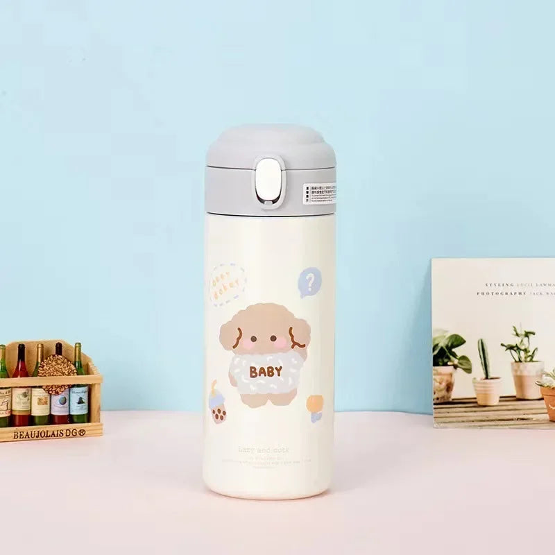 380ml Stainless Steel Thermos Vacuum Flask Creative Straw Cup Cute Thermal Insulation Water Bottle Practical Gift About