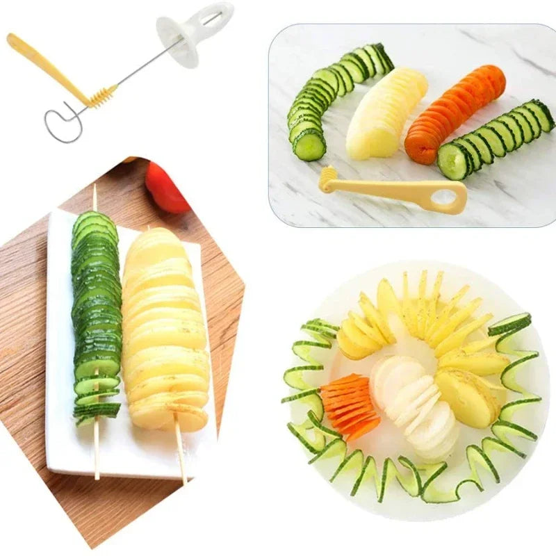 Protable Potato BBQ Skewers For Camping Chips Maker slicer Potato Spiral Cutter Barbecue Tools Kitchen Accessories kitchen gadge
