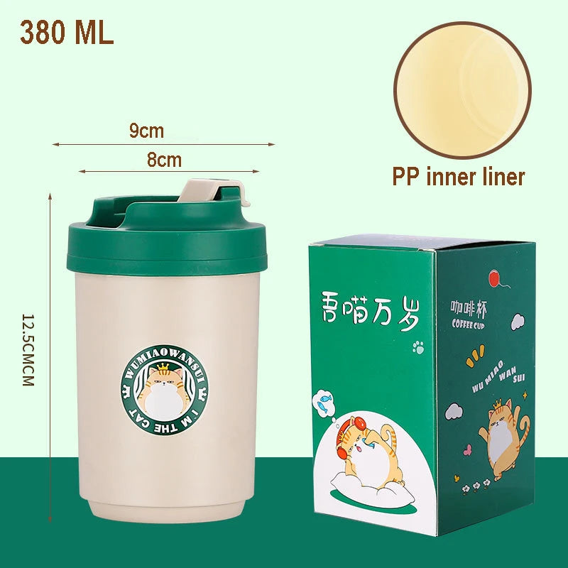 Stainless Steel Coffee Mug Double Layer Cup with Lid Water Cup Accompanying Mug Gift Temperature Portable Vacuum Flasks Cup