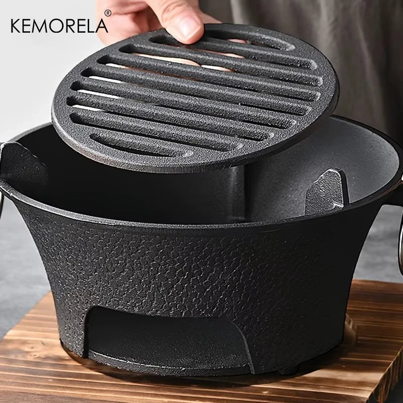 1Set Cast Iron Charcoal Stove Outdoor Camping Barbecue BBQ Rice Cake Charcoal Stove Portable Household Japanese Charcoal Stove