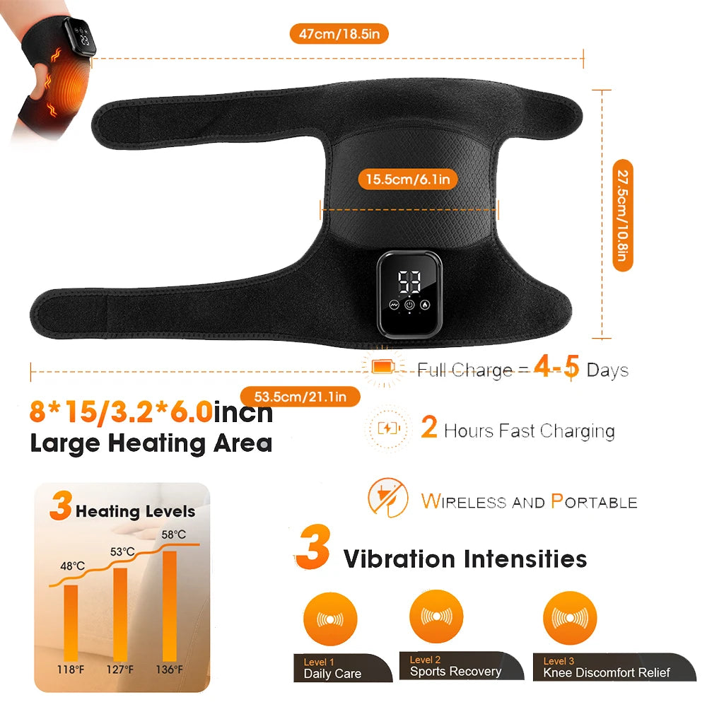 3 in 1 Heating Pad Shoulder Knee Elbow Brace for Arthritis Hot Compresss Joint Massage Strap Promote Blood Circulation Kneepad