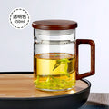 450ml 550ml Heat-resistant Glass Tea Mug With Crescent Filter Wooden Handle Lid Tea Water Separation Cup Drinkware