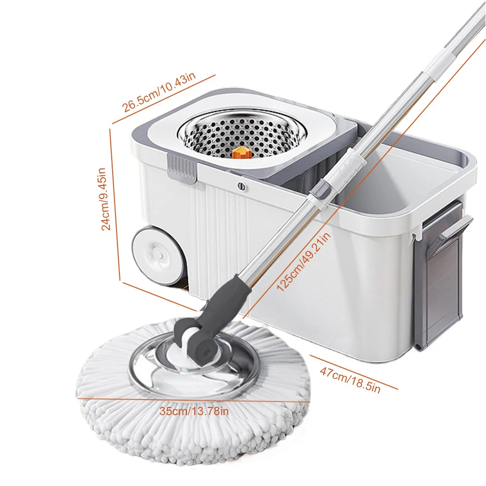 Spin Mop Bucket 6 Microfiber Refills Household Cleaning Automatic Spin Mop Hand-Free Automatic Dehydration Mop for Home Cleaning