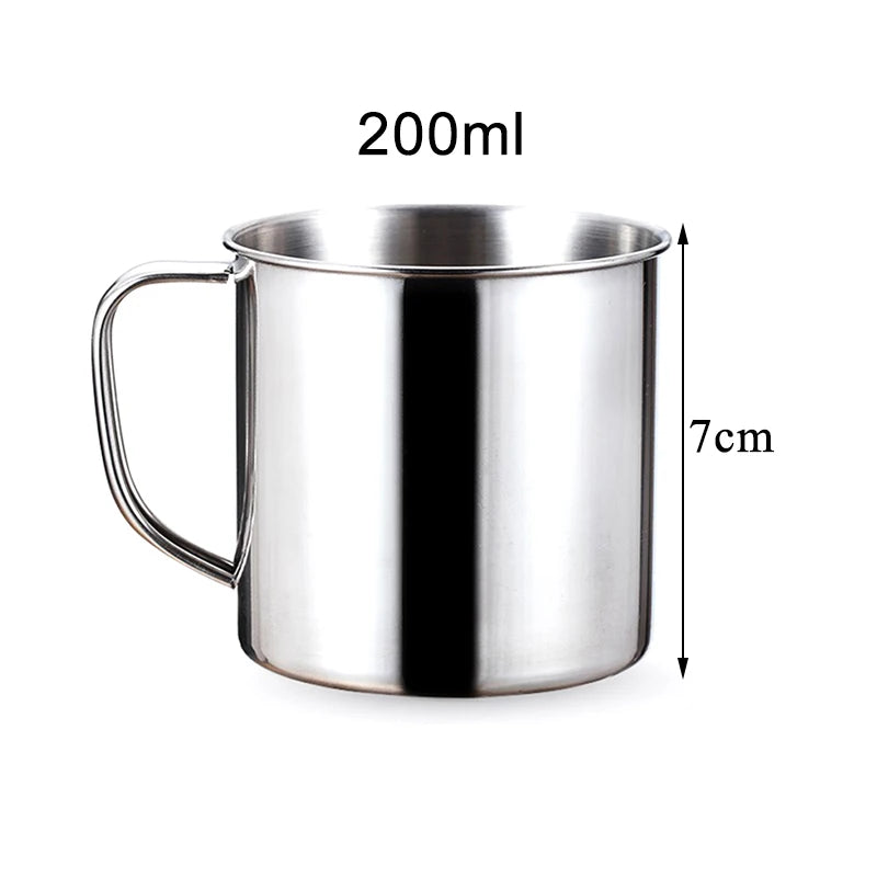 200-1100ml Drinking Mug Handle Design Stainless Steel Water Milk Coffee Tea Cup Camping Mug Home Travel Drinkware Water Cup