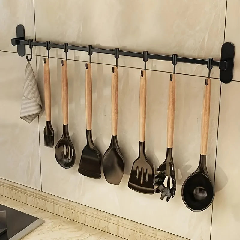 Kitchen Equipment Storage Rack Such As Pot Lid And Spatula Wall-Mounted Hook Rack Multi-Way Storage For Kitchen Items