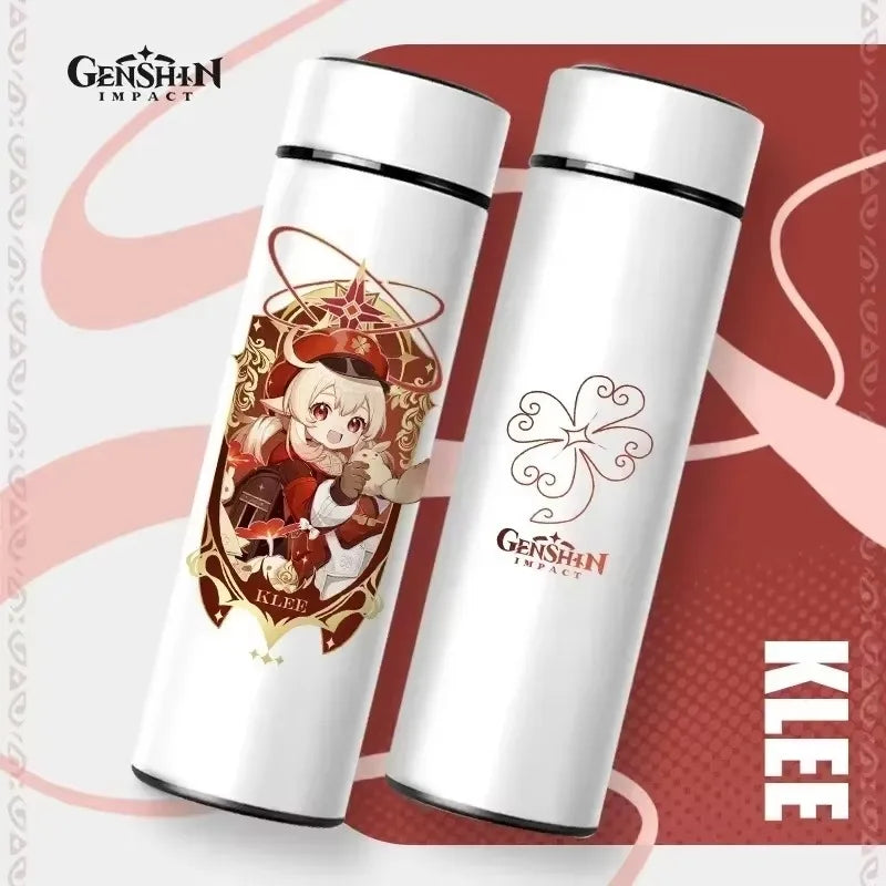 500ml Genshin Impact Vacuum Flasks Temperature Display Thermoses Large Capacity Stainless Steel Cup Insulated Cup Home Drinkware