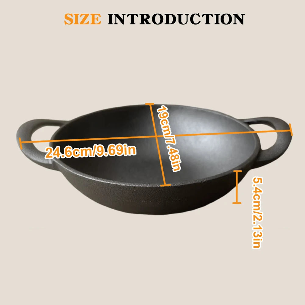Cast Iron Pan Cooking Pot Multi-Purpose Saute Pan 19cm Fast Heat Saucepan Non-Stick Frying Pan for Camping Cooking