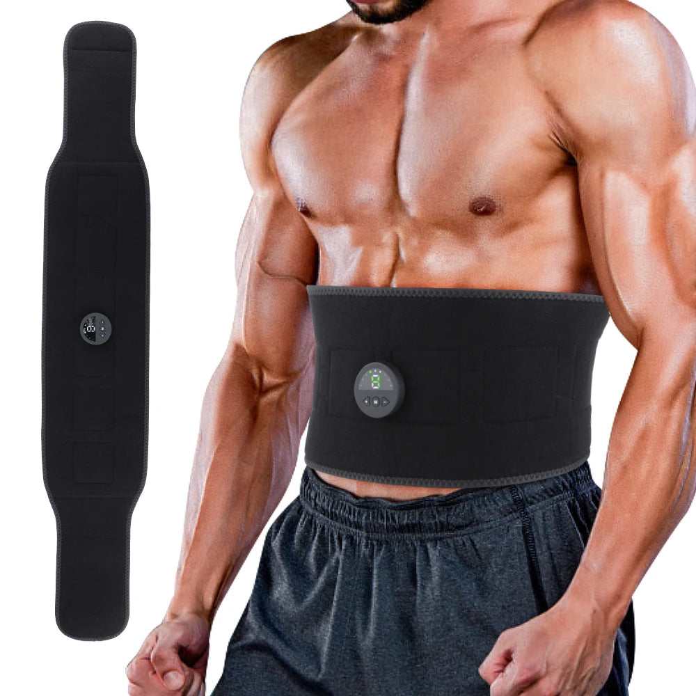 EMS Waist Abdominal Trainer Belt Muscle Stimulator Abs Muscle Toner Display Fat Burn Body Slimming Weight Loss Fitness Massage