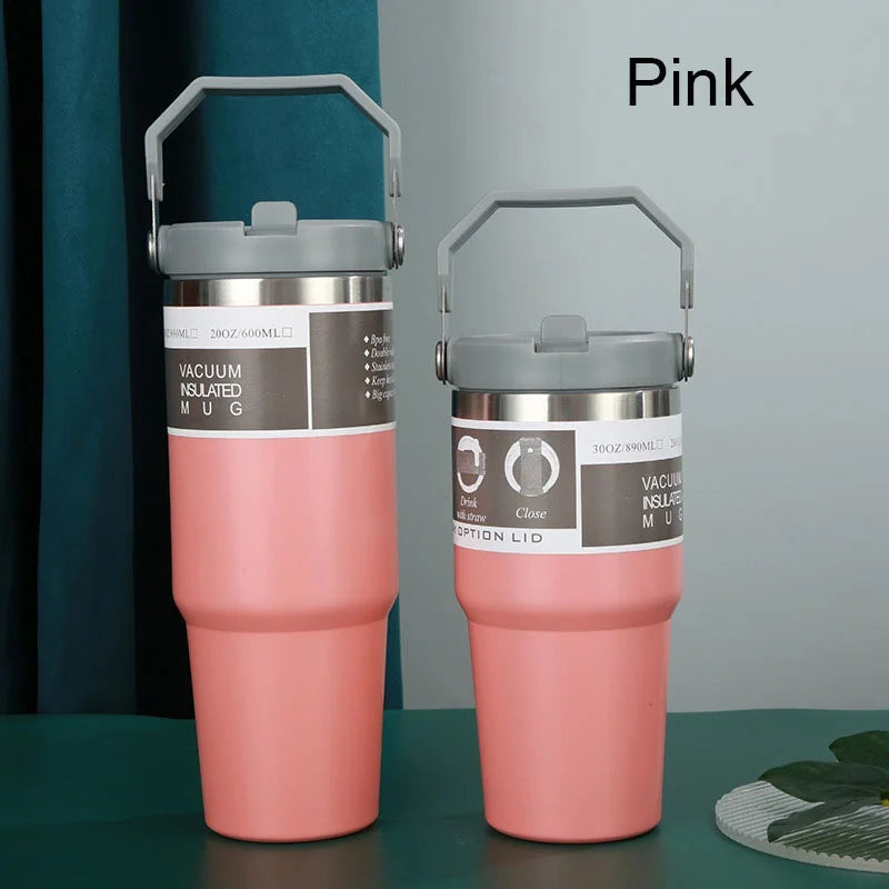 New American Simple Solid Color Stainless Steel Thermos Portable Car Easy To Carry Water Cup Thermal Insulation Cold Ice Cup