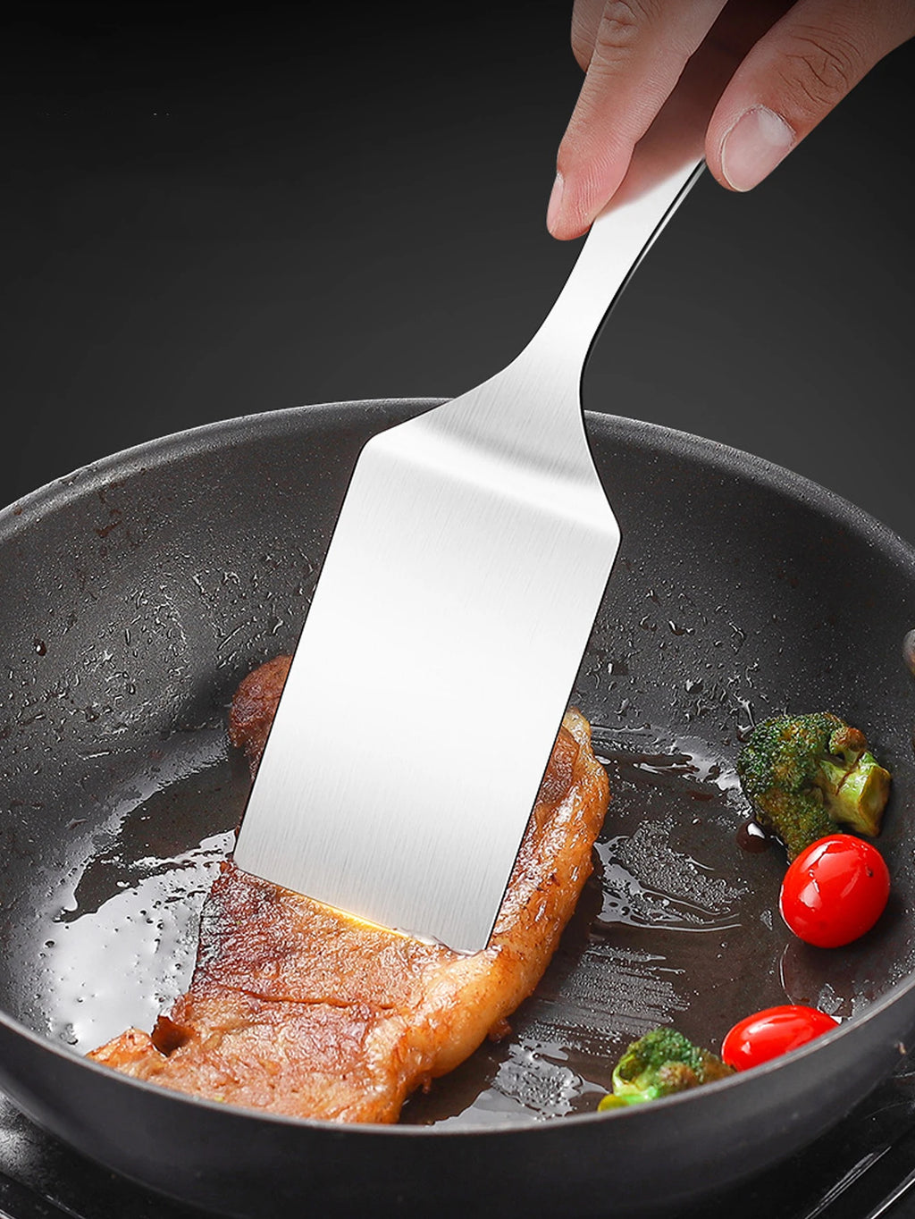 2pc/1pc Small Stainless Steel Spatula, Grill Turner Spatula, Grill Turner,thickening Small Frying Shovel, Mental Cooking Shovel