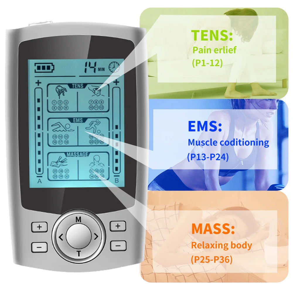 Tens Massager Electric Muscle Stimulator 36-Mode EMS Acupuncture Body Massage Therapy Electrostimulator Slimming Machine