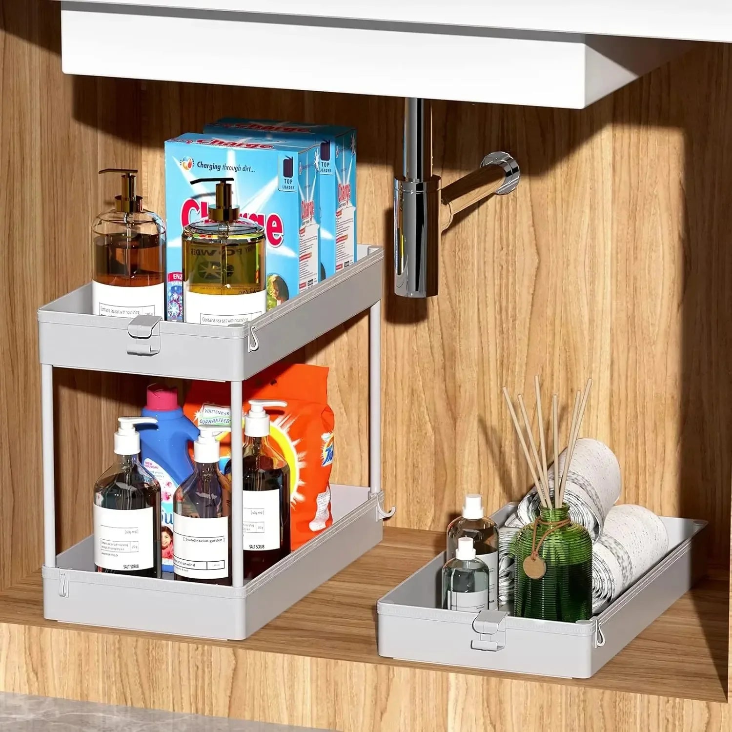 Rolling Storage Cart 3 Tier, Bathroom Cart Organizer Mobile Shelving Unit Multi-Functional Shelves for Office, Kitchen, Bathroom