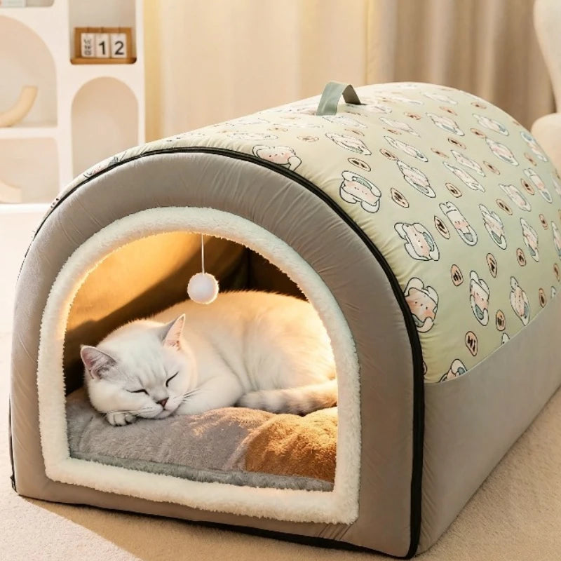 1.5kg Puppy Kennel Warm Winter Dog House Mat Nest Deep Sleep Tent Small Cat House Supply Detachable Washable Cat Bed Non-slip