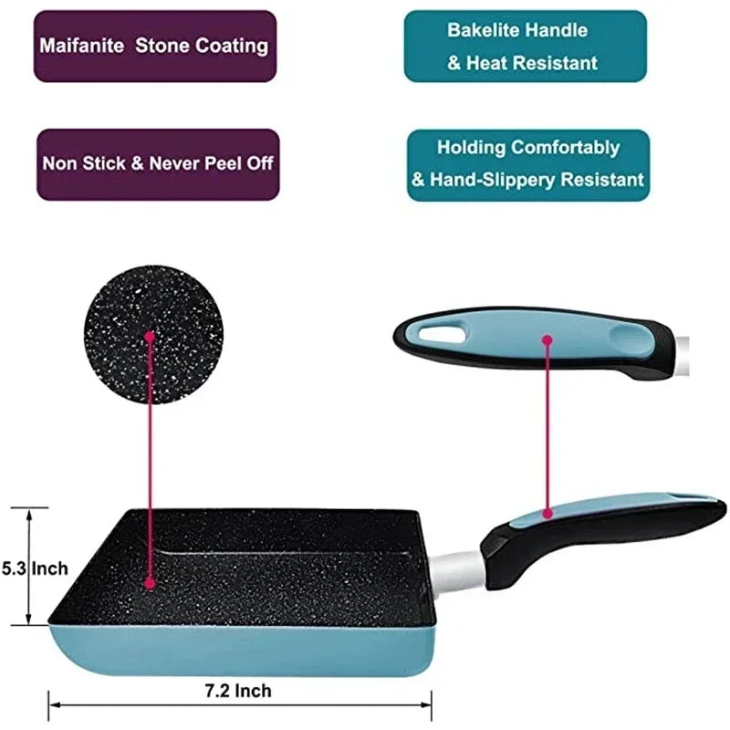 Thickened Japanese Omelette Pan / Tamagoyaki Pan, Non-stick Rectangle Mini Egg Frying Pan - Cast Iron / Aluminum Alloy