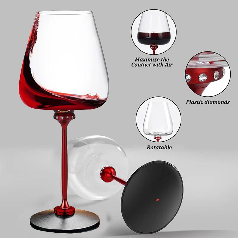 Creative Rotating Glass Wine Glasses Durable Whiskey Brandy Cocktails Juice Stress Relief Crystal Goblet for Party Home Bar