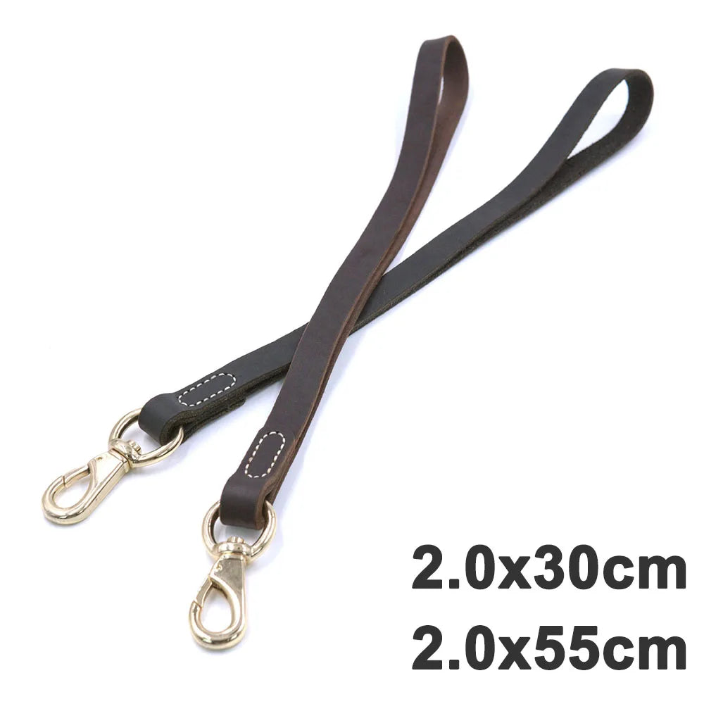 Quality Genuine Leather Dog Leash Strong Leather Dog Traffic Leads 30cm 55cm Short Dog Training Leash for Medium and Large Dogs