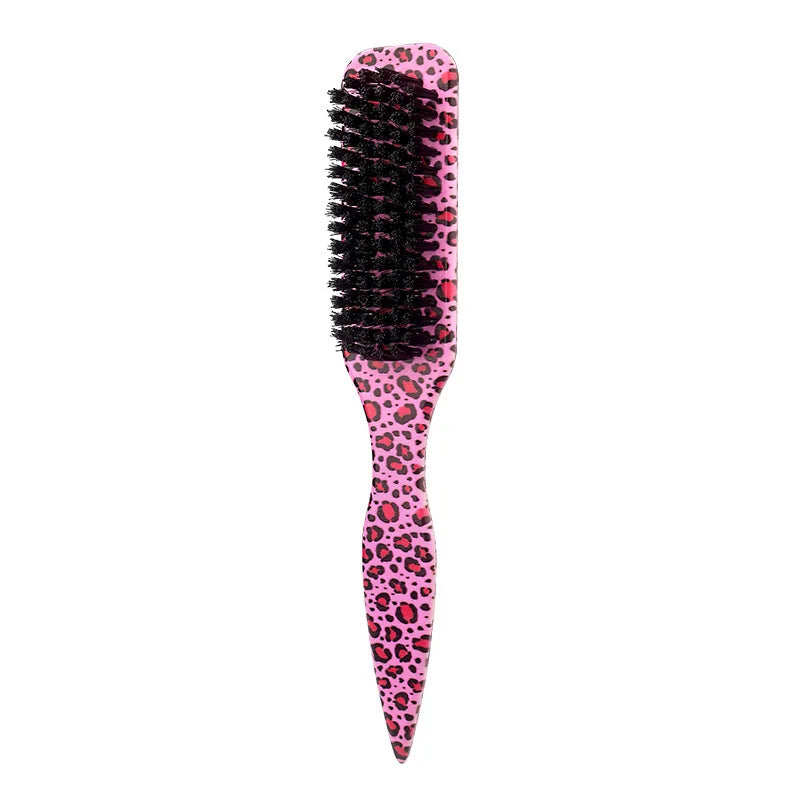 Leopard print pattern Slick Hair Brush for moothing Ponytail Bun/Hairs/beard, Flyaways, Edge Control - Backcombing and Teasing