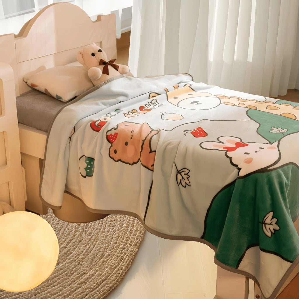 1Pc, Cartoon Flannel Blanket, Cute Animal Pattern Throw Blanket, Soft and Comfortable Sofa Bed Office Blanket, Small Throw Blanket, Nap Blanket, Birthday, Christmas, Halloween Gift