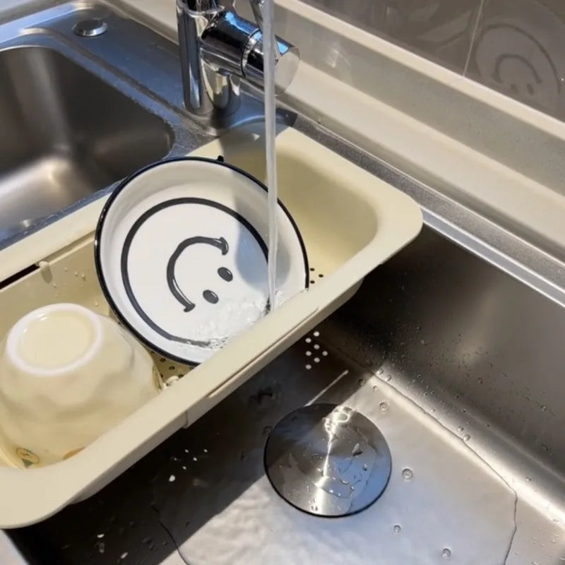 Multi-functional Telescopic Draining Basket Large-capacity Placement Rack Draining Wonder Kitchen Sink for Bowls and Chopsticks