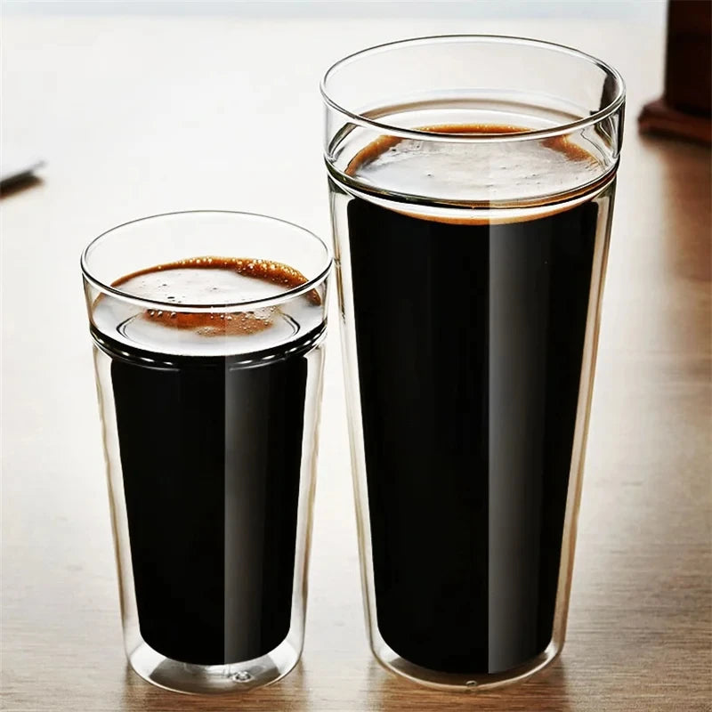 Large Capacity 400/800ml Heat-resistant Double Wall Glass Coffee Mug Espresso Cup American Latte Cappuccino Tea Water Cup