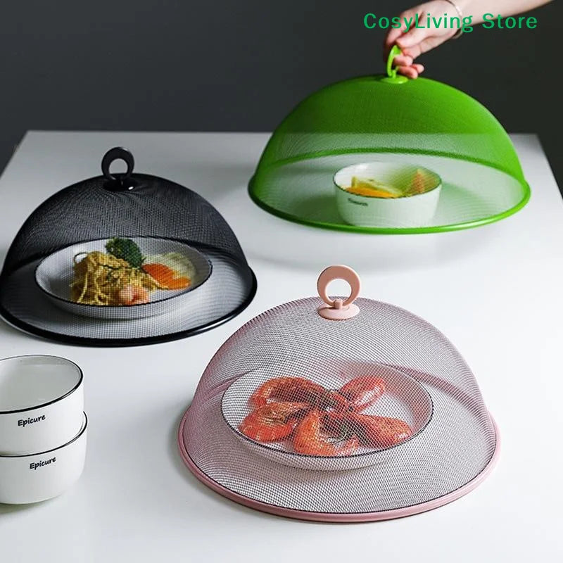 Round Shape Mesh Food Cover Protective Dish Lid Household Anti-Flying Vegetable Fruit Display Holder For Outdoors