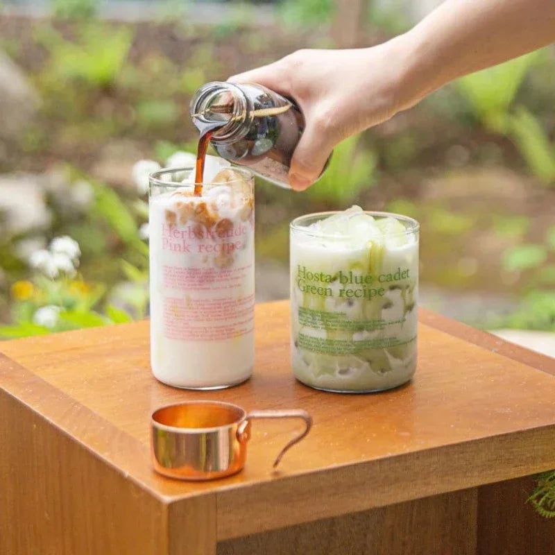 Glass Tumbler Korean Style English Letter Glass Mug Heat Resistant Glass Clear Tumbler Waterbottle Tea Cup Coffee Mug Tumblers