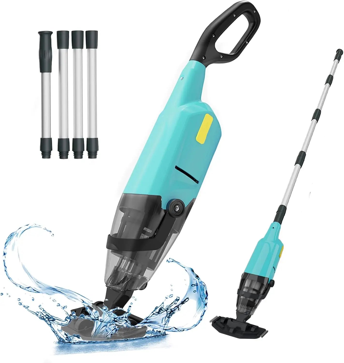 Cordless Rechargeable Pool Vacuum with 60-Min Runtime, Adjustable Pole for Sand and Debris Cleaning in Pools, Spas