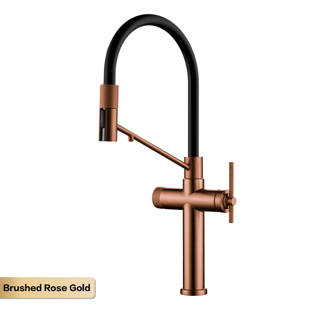 AITANA brushed rose gold pull-out kitchen faucet with luxury drinking water mode 3 function hot&cold water single hole sink Tap