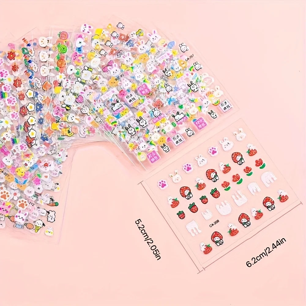 30Pack Easter  Nail Art Decals Set Glittering Rabbit Assorted Characters, Self-Adhesive Armor Effect Nail Enhancements for Women