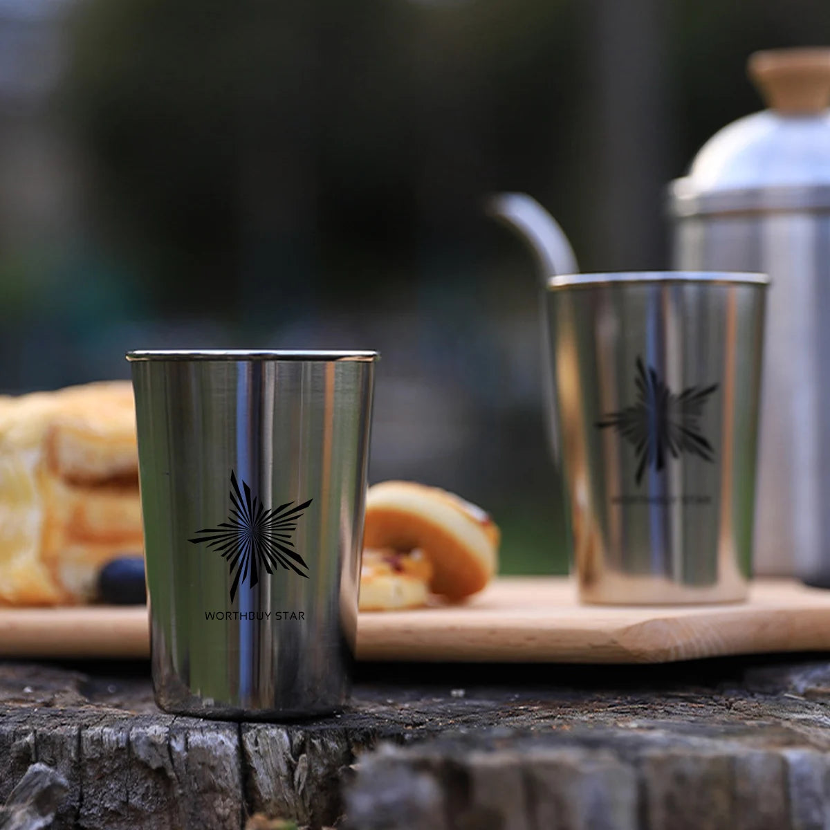4pcs/set Outdoor Portable Stainless Steel Cups With Case Tumbler Beer Cups Camping Picnic Mini Whisky Wine Glasses Set Drinkware