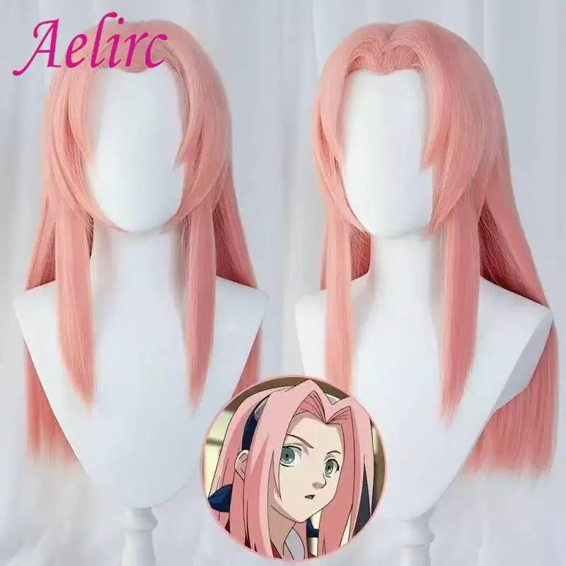 Sakura Cosplay Wig HOKAGE NINJA Anime Coser Synthetic Wig Cute Girl Heat Resistant Fiber High Quality Wig Halloween Party Use