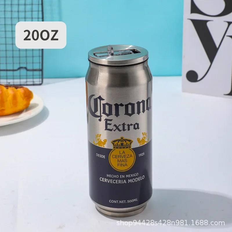 500ML 304 Stainless Steel Insulated Cup with Straw, Suitable for Cold Beer/drinks, Essential for Home Kitchen Tool