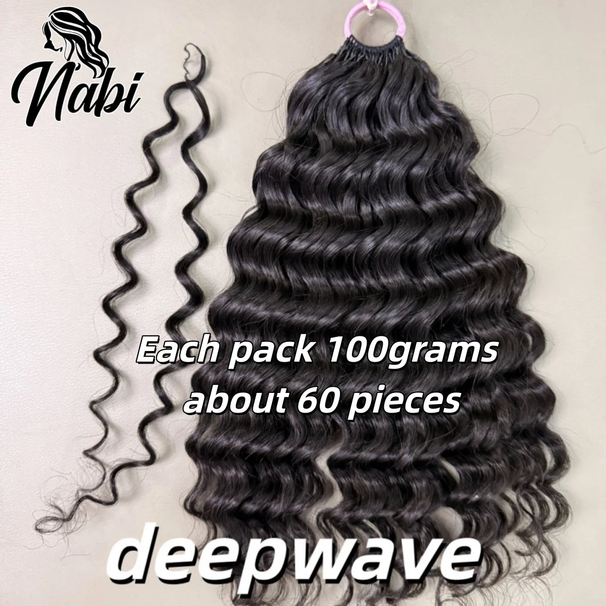 NABI Crochet Human Hair Bundles Pre-Separated Invisible 100% Human Hair DeepWave 16-24inch 100g/pc for Bora Boho Braids