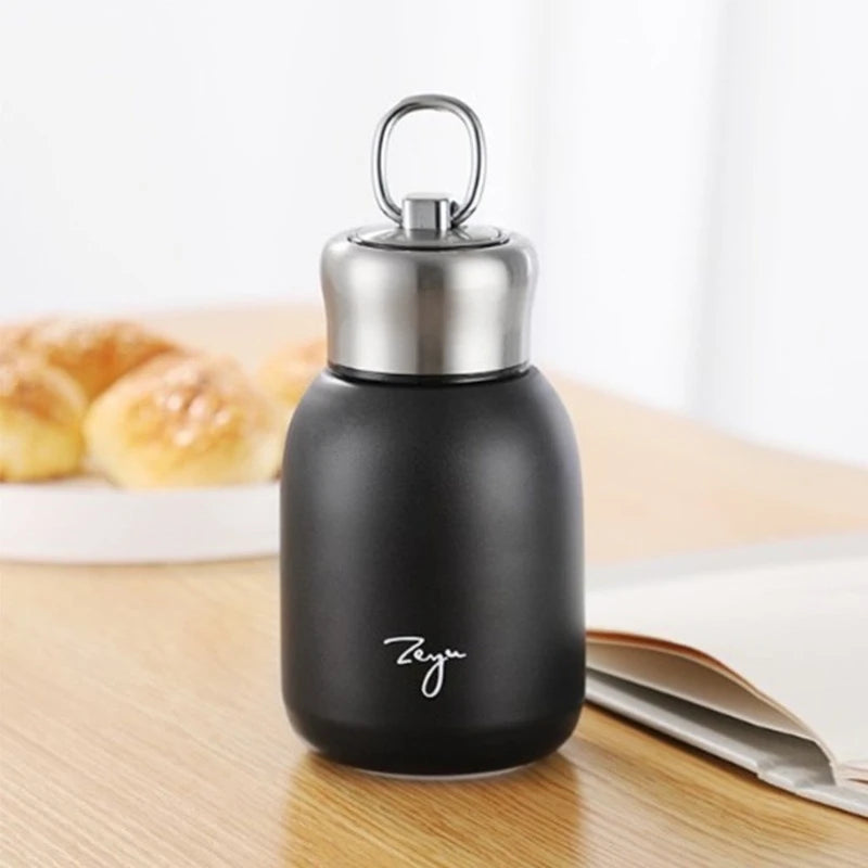 1Pc 300ML Fashion Mini Coffee Vacuum Flasks Lovely Stainless Steel Thermos Portable Travel Water Bottle With Lid Cups