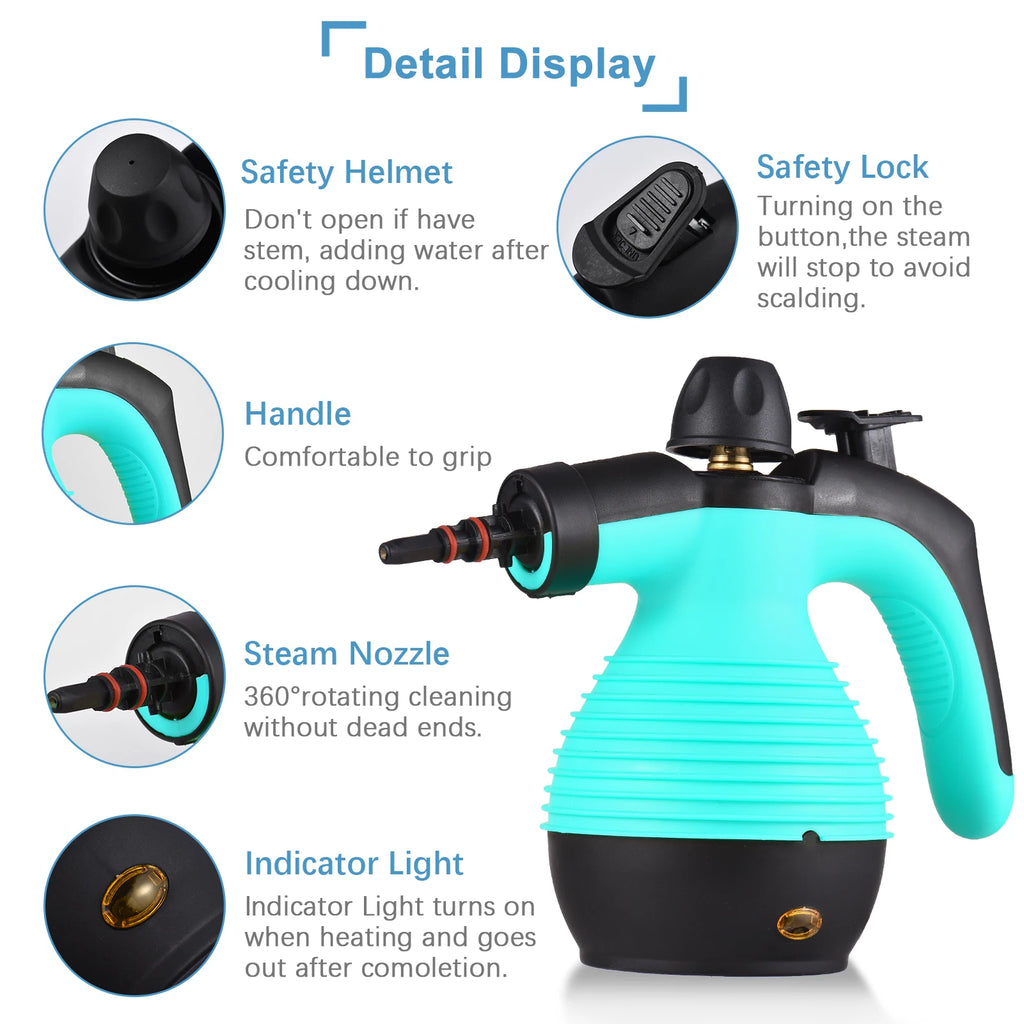 NEW Portable Handheld Steam Cleaner 1050W Multifunctional High Temperature Pressurized Steam Cleaning Machine 9PCS Accessory