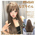 28Inch Wild Style Honey Ash Brown Synthetic Wigs With Bangs Long Straight Hair Mechanism Wig For Women Daily Use Heat Resistant