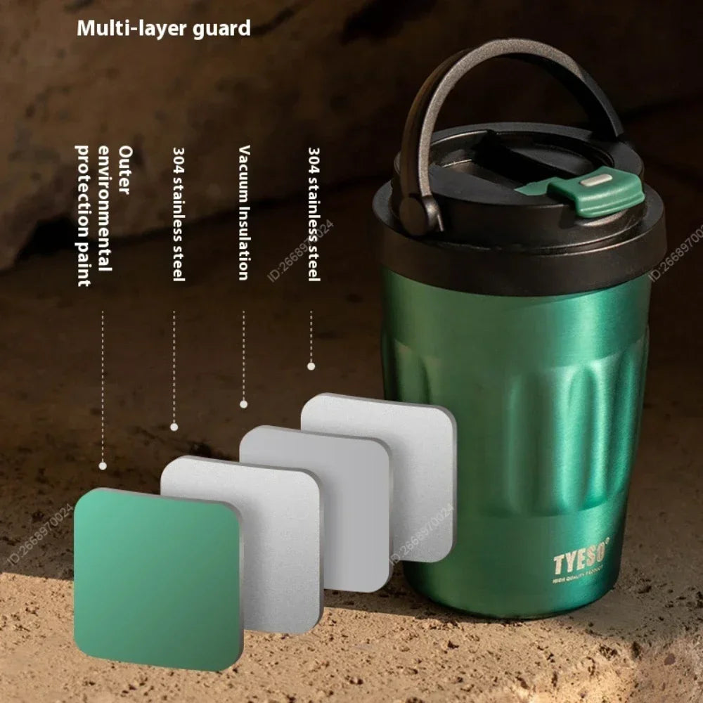 400/500ML Tyeso Vintage Coffee Mug Portable Steel Insulated Travel Cup Convenient Handheld 304 Stainless Thermos for On-the-Go