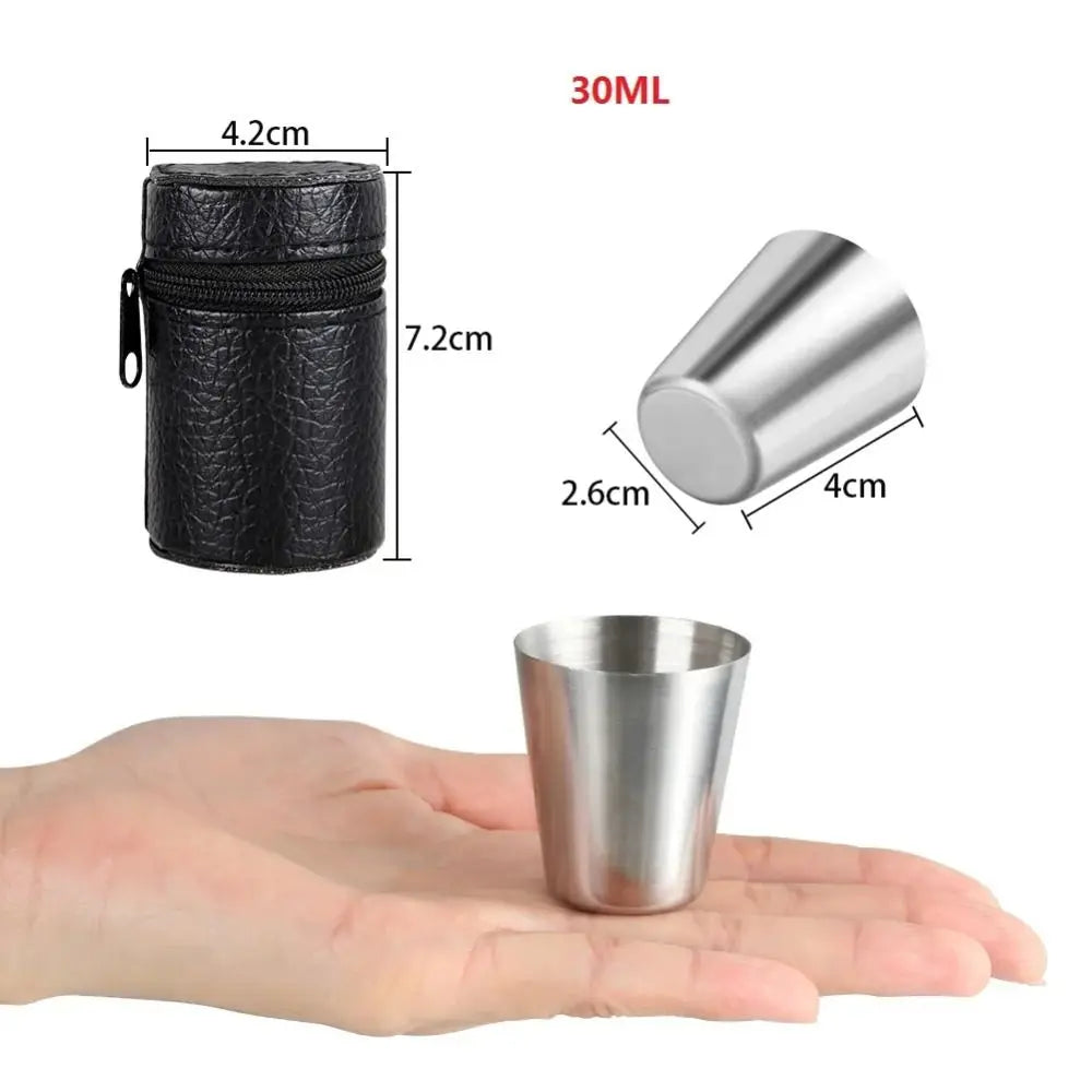 5Pcs/set 30/70ml Outdoor Practical Travel Stainless Steel Cups Mini Set Glasses For Whisky Wine With Case Portable Drinkware