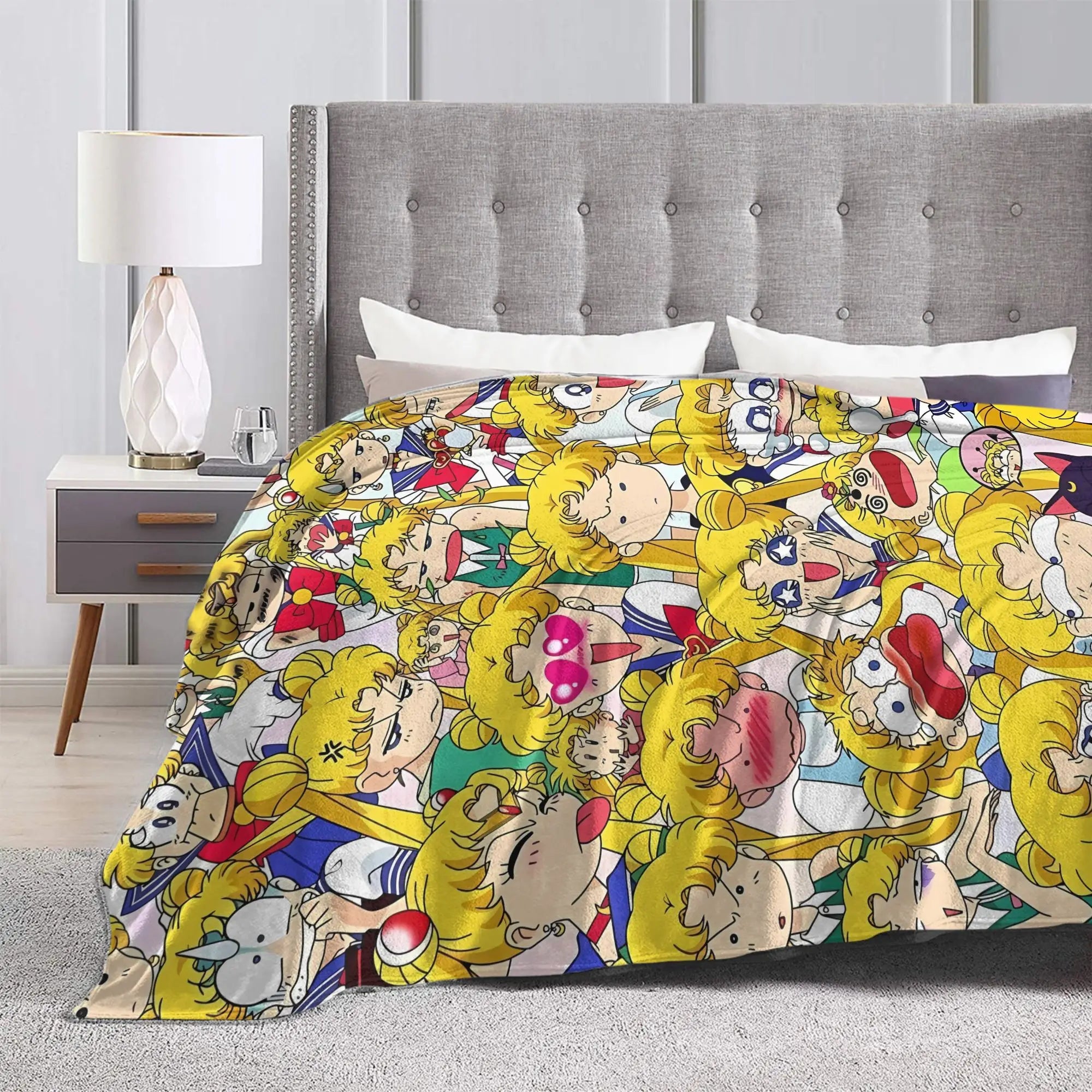 Warm Blanket Airplane Travel Kawaii Anime S-Sailors Moons Throw Blanket  Flannel Bedspread For Home Decor Novelty Sofa Bed Cover