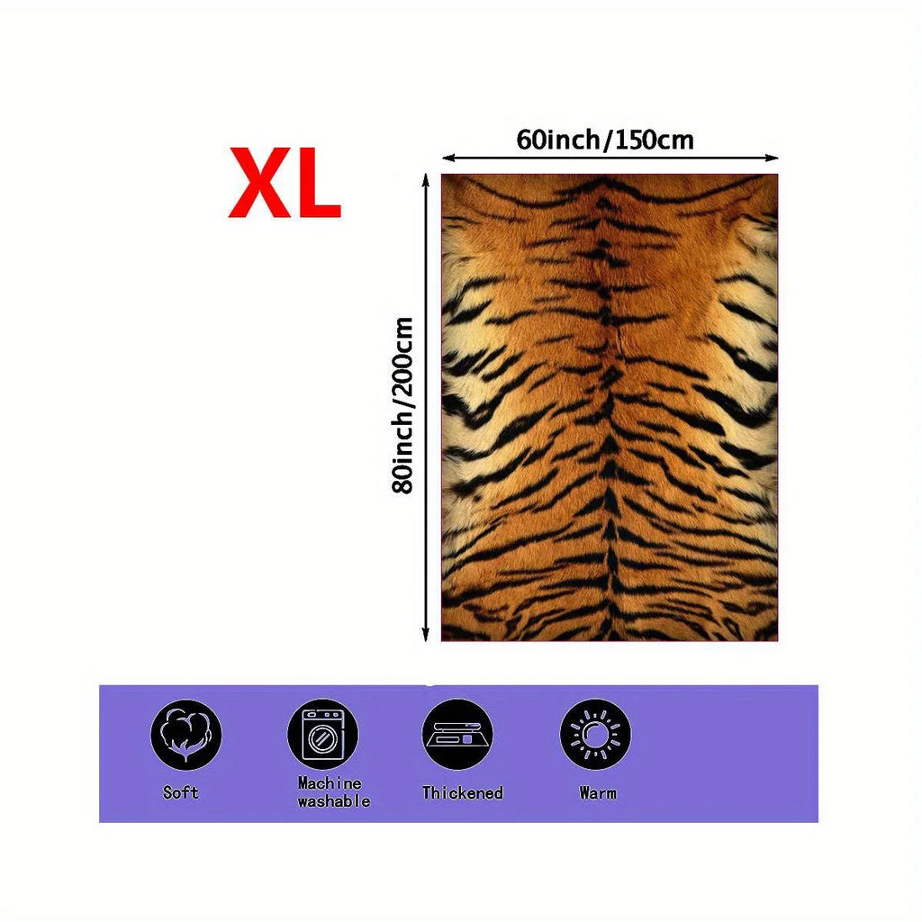 Wild Tiger: A Cozy, Luxurious Blanket with Realistic Tiger Fur Design, Perfect for Snuggling and Adding a Touch of Exotic Charm