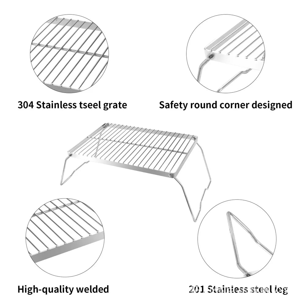 Stainless steel folding barbecue grill, outdoor camping portable barbecue grill, multi size (S/M/L) picnic grill