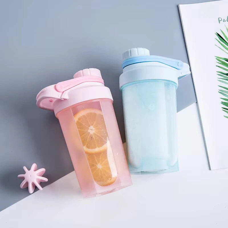 1pc 16.9oz/500ml Shaker Protein Bottle Powder Shake Cup Water Bottle Plastic Mixing Cup Body Building Exercise Bottle