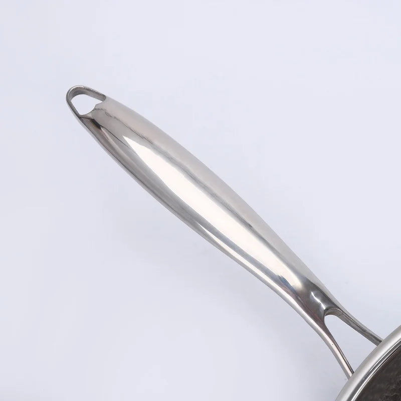 JUSTINLAU 32/34cm Frying Pan Wok Stainless Steel Non-stick Frying Pan Titanium Spray Fish Scale Hammer Pattern Kitchen Cookware